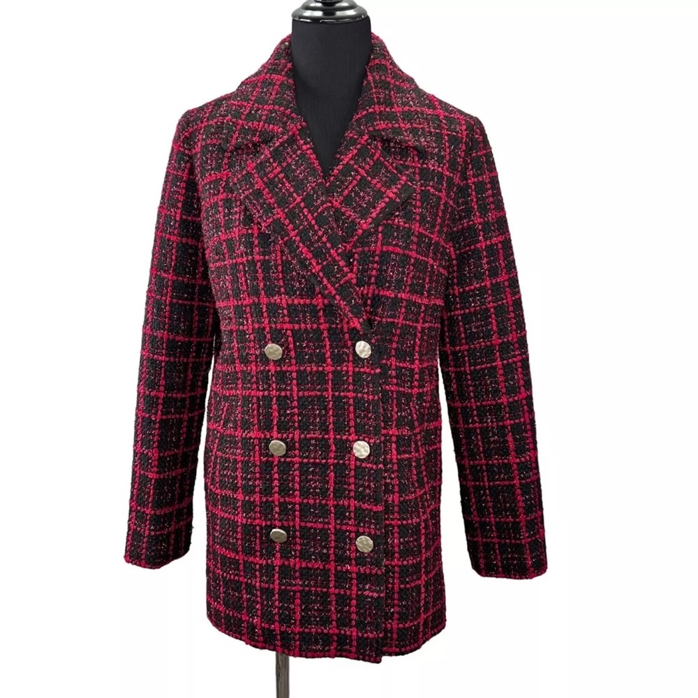 Bagatelle black and red tweed coat